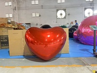 Glanzende Reus Hartvormige Spiegelbal Drijvende Valentijn Decoratie Opblaasbare Reclameballon Voor Feesten