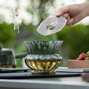 Cuenco de cristal Lotus para enjuague de té con tapa resistente al calor para juego de té Kung Fu - Product Image 4