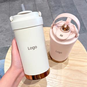 500ml 316 Stainless Steel Ceramic Inner Vacuum Insulated <b>Bottle</b> Dual Drinking Straw Cup Portable Coffee Cup for <b>Girls</b> Student - Product Image 4