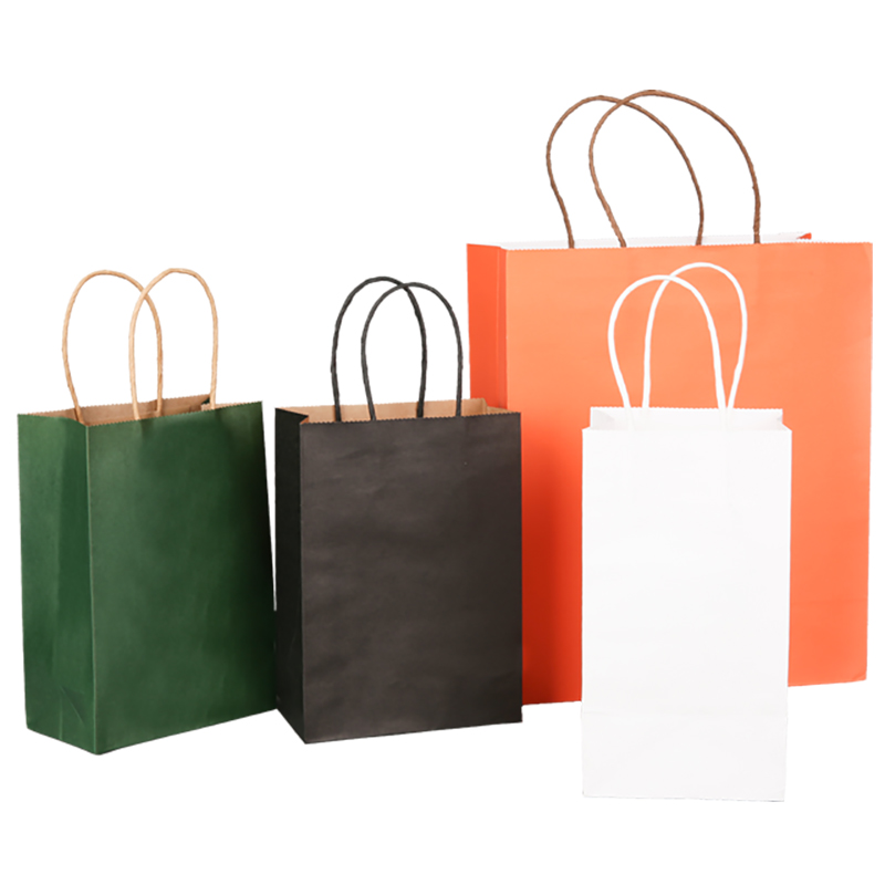 Custom Printed Kraft Paper Bag Recyclable Shopping Packaging Bag With Handle