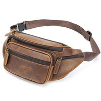 Sacs à bandoulière et sacs de poitrine vintage en cuir imperméable pour hommes, sac banane en cuir véritable pour hommes