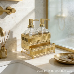 Ensemble de distributeurs de <span class=keywords><strong>savon</strong></span> transfrontaliers en fer électroplaqué, style rétro de luxe léger, pour salle de bain, décoration et distribution de <span class=keywords><strong>liquide</strong></span> de lavage - Product Image 4