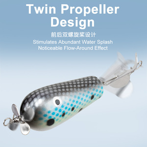 TEASER WD129 14,7 cm/23g Topwater agua salada madera Spinner señuelo de pesca flotante doble hélice mar de madera curricán cebo de pesca - Product Image 2