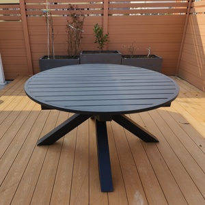 आउटडोर एक्सटेंडेबल एल्यूमीनियम फ्रेम राउंड डाइनिंग टेबल सेट आउटडोर मनोरंजन के लिए - Product Image 4