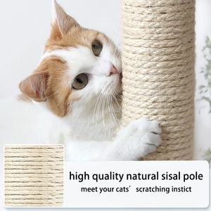 Senful SCF6203 Pohon Kucing Modern 4 Tingkat Ramah Lingkungan Tahan Lama Tiang Garukan Sisal Bahan Kayu Sisal Untuk Penggunaan Dalam Ruangan 138cm - Product Image 3