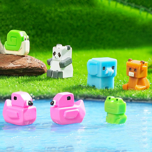 Cute Cube Animal Figurine Miniatures for Doll's House Accessories Mini Flamingo <b>Frog</b> Resin Statue Ornaments Garden Decorations - Product Image 6