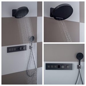 Robinet de <span class=keywords><strong>douche</strong></span> mural thermostatique dissimulé style minimaliste en or brossé, avec fonction cascade et garantie de 3 ans - Product Image 5