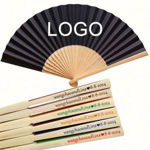 Abanicos Plegables de Bambú Ecológicos Personalizados para Bodas, Pedidos al por Mayor, Impresión de Logotipo/Texto/Patrón, Decoraciones para Fiestas, Recuerdos - Product Image 1