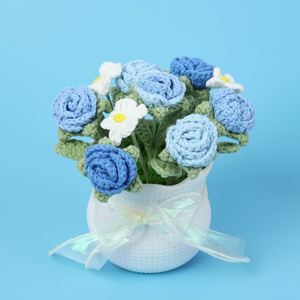 Macetas de Flores Tejidas a Crochet al por Mayor, Macetas de Girasoles, Rosas, Tulipanes y Margaritas para Decoraciones de Bodas, Fiestas, Halloween y Graduaciones - Product Image 4