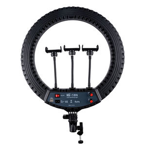 HQ-18N Luce ad Anello LED da 18 Pollici per Studio Fotografico, Trucco, <span class=keywords><strong>Video</strong></span> e Dirette Streaming, <span class=keywords><strong>con</strong></span> Tre Colori Dimmerabili e Treppiede - Product Image 1