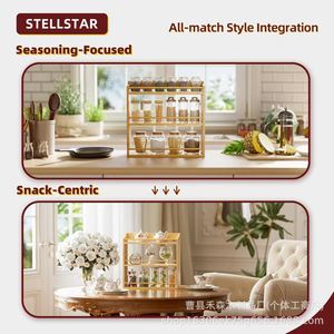 Bamboo Multi-layer <b>Kitchen</b> Spice Rack 3 Tier Wooden <b>Storage</b> With Glass Jars For Spices And Condiments Desktop Organizer - Product Image 2