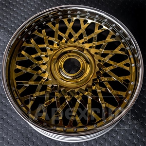 Roues forgées concaves JC Custom 24/26/28 pouces 5*127/120.65mm avec face dorée et bord chromé, et volant personnalisé assorti - Product Image 4