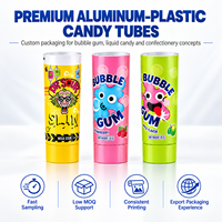 Tabung Kemasan Permen Food Grade, Wadah Aluminium Plastik dengan Tutup Ulir, Cetak UV Kustom untuk Penyimpanan Kembang Gula