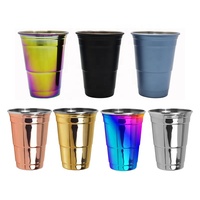 Tasse à café personnalisée en acier inoxydable 304 à trois sections, style américain, pour boissons froides, cocktail grand format pour l'extérieur
