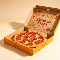 Boîte à pizza personnalisée imprimée, boîte d'emballage pour pizza en carton ondulé jaune, boîte à pizza jetable de qualité alimentaire avec logo