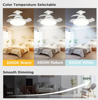 Ventilateur de plafond à pales transparentes avec kit d'éclairage, télécommande, design invisible moderne, ventilateurs de plafond LED, éclairage de salle de bain