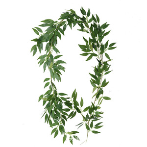 Usine d'arts et d'artisanat Shangyi, feuilles de saule simulées, guirlandes de fleurs en soie, décorations de plafond pour mariage, vert, blanc, gris - Product Image 5