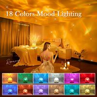 Projecteur LED d'ambiance 18 couleurs effet aurore, moderne, à intensité variable, télécommande, grain de bois, décoration de chambre, alimentation USB, veilleuse