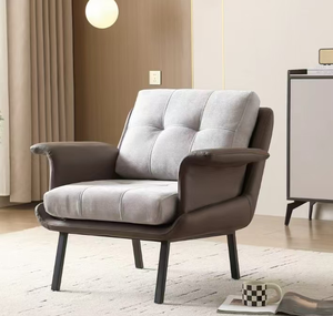 Sillón Moderno Tapizado en Cuero con Patas de Metal para Muebles de Sala de Estar - Product Image 1