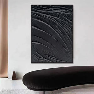 Quadro da Parete Moderno Astratto con Paesaggio Marino, Arte Nera su Tela Spessa Fatta a Mano per Arredamento <span class=keywords><strong>Soggiorno</strong></span> - Product Image 6