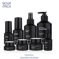 Vente en gros de pots cosmétiques en verre noir mat de 100g 100ml avec couvercles pots d'argile de pommade de cire de cheveux pot en verre de crème pour le visage d'épaule inclinée