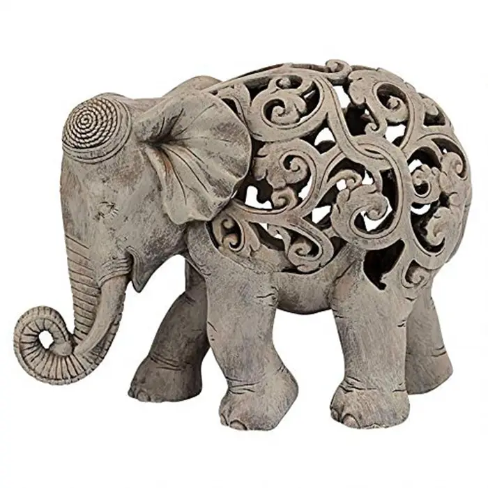 Полимерная скульптура слона Anjan, индийский декор, статуя животного Jali, 12 дюймов, полирезина, коричневый камень