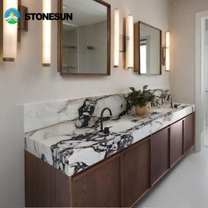 Mobile Bagno Sospeso in Marmo Calacatta Viola Personalizzato StoneSun per Arredamento Interno di Ville Moderne <span class=keywords><strong>e</strong></span> Hotel - Product Image 4