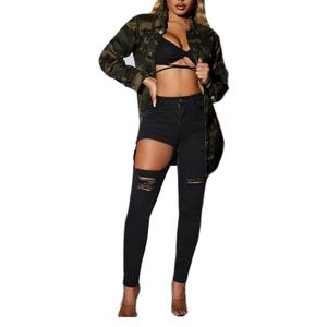 แจ็คเก็ตยีนส์ลายพรางแฟชั่นปี 2024 แจ็คเก็ตยาวสำหรับผู้หญิง แจ็คเก็ตโอเวอร์ไซส์สำหรับสุภาพสตรี - Product Image 4