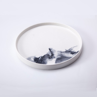 Shengjing – vaisselle en porcelaine ronde avec encre d'impression, assiette en céramique pour Banquet de mariage, vente en gros