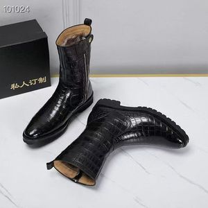 Bottines Chelsea en cuir de crocodile 100% authentique pour hommes et femmes, style couple, bottes d'hiver personnalisées pour la neige - Product Image 4