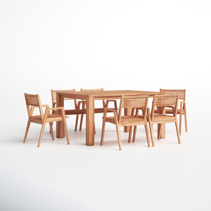 Muebles de Jardín de Teca Hechos a Mano, Duraderos y Modernos, Juego de Mesa de Comedor para Patio con 6 Sillas - Product Image 4