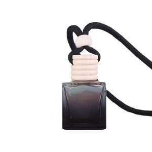 2pcs 8ml Black Screw Sealed Square Glass Bottle Printing Wooden <b>Cover</b> Lace Refill Empty Car Perfume Diffuse Hanging Fashion - Product Image 4
