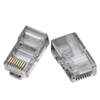 Connecteur Ethernet RJ45 Cat5 Cat5e UTP 8P8C non blindé, fiche modulaire transparente plaquée or, extrémité de câble LAN, prise LAN PC, cuivre