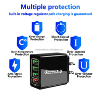 Chargeur mural multi-ports QC3.0 à charge rapide avec 4 ports USB et prises EU/US/UK pour appareils photo et écouteurs 14/13/12, ignifuge