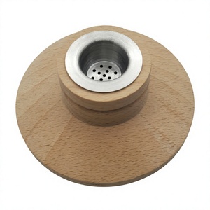 Bouchon de fumoir à cocktails en bois avec tamis en acier inoxydable, accessoire de bar minimaliste réutilisable - Product Image 1