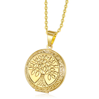 Collier en acier inoxydable plaqué or 18 k, pendentif Vintage, arbre de vie, bijoux pour femmes, tendance