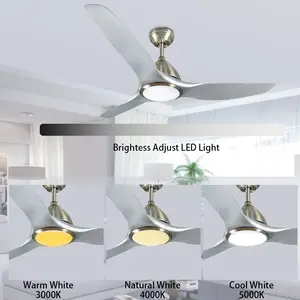 Ventilador de teto LED com logotipo personalizado 220v ventiladores de teto modernos LED reguláveis de 52 polegadas