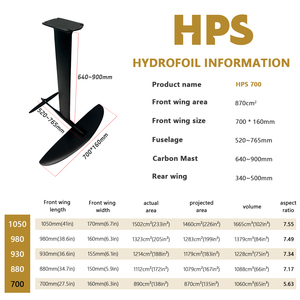 Hydrofoil AXIS HPS 700 neuf d'usine, entièrement en fibre de carbone 3K, pour kitesurf, planche de surf, jeux aquatiques, avancé, noir, 870 cm², aile d'hydrofoil - Product Image 2