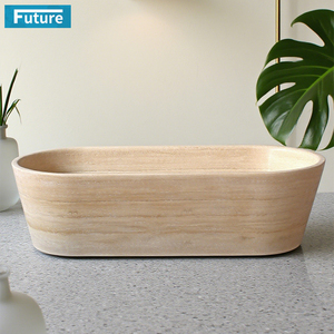 Bañera Independiente <span class=keywords><strong>de</strong></span> Travertino Beige Estilo Wabi-Sabi con Ducha, Aplicación <span class=keywords><strong>de</strong></span> Encimera <span class=keywords><strong>de</strong></span> Travertino Cortada a Medida - Product Image 2