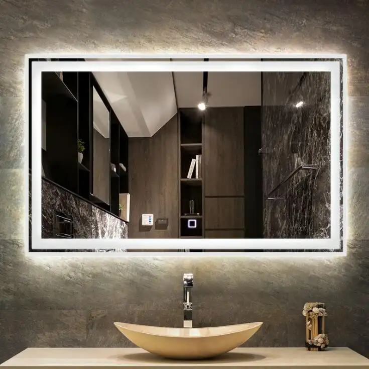 Modern Hotel bathroom mirror wall mount backlit mirror with led lights IP65 Anti-fog led mirror