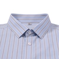 Chemise habillée à manches longues rayée bleue pour homme, coupe ajustée en coton, haut décontracté pour affaires, chemise de travail formelle infroissable pour homme
