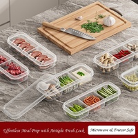 Boîte de rangement alimentaire compartimentée en plastique, bac de congélation pour viande, organisateur de gingembre, ail et échalote, boîte de préparation de repas par portions