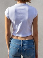 95% coton 5% Spandex Logo personnalisé haut court t-shirts femmes basique t-shirts courts hauts courts pour les filles