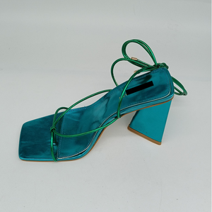 Zapatos de tacón grueso azul <span class=keywords><strong>para</strong></span> mujer, sandalias sexys <span class=keywords><strong>para</strong></span> novia, gran oferta, <span class=keywords><strong>verano</strong></span> <span class=keywords><strong>2022</strong></span> - Product Image 4