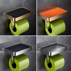 Porte-papier toilette standard en alliage de zinc chromé, accessoire de salle de bain mural carré - Product Image 5