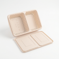 Conteneur alimentaire végétal biodégradable de 900 ml pour préparation de repas, compatible micro-ondes, jetable, avec couvercle, expédition rapide