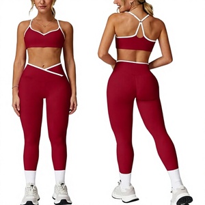 Conjuntos Deportivos para Mujer de 2 Piezas, Top Deportivo Corto con Bloques de Color y Tirantes, Sin Relleno, Sin Costuras, Leggings de Cintura Alta para Gimnasio, Yoga, Pilates - Product Image 6