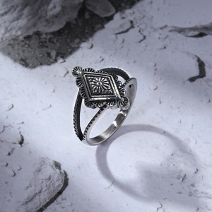 European American Retro Bohemian <b>Titanium</b> Steel <b>Ring</b> Geometric Engraving Women's Gift SA1180 - Product Image 1