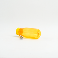 Bouteille d'eau en plastique à paroi simple sans BPA de 400 ml, transparente, motif dessin animé, pour le sport, portable avec poignée de transport