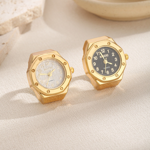 Anello <span class=keywords><strong>Orologio</strong></span> da Dito Personalizzato con Logo, Regalo Semplice per Matrimonio, Fidanzamento, Festa, in Lega di Zinco Placcato Argento con Cinturino Elastico - Product Image 4